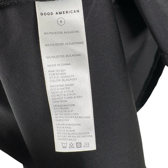 Good American Black V Neck Long Sleeve Velvet Velour Dress Womens 6 Back Slit - Picture 8 of 14